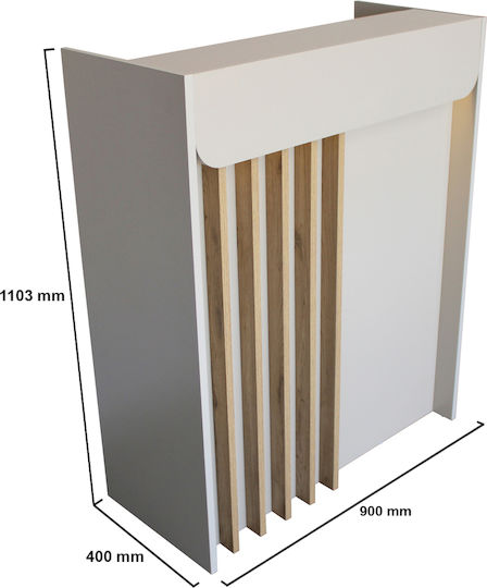 Birou Recepție Karibu Din Pal Melaminat Finisaj Nisip Iluminare Led – Modern Sofisticat 90 X 40 X 110.3 Cm Uuorg73