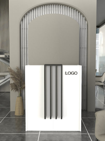 Hola Birou Recepție Realizat Din PAL Melaminat Alb-Antracit – Design Modern Profesional Pentru Zone De Recepție 93.6 X 40 X 110.3 Cm Uuorg68