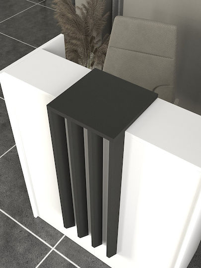 Hola Birou Recepție Realizat Din PAL Melaminat Alb-Antracit – Design Modern Profesional Pentru Zone De Recepție 93.6 X 40 X 110.3 Cm Uuorg68