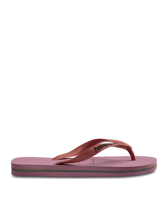 Havaianas Brasil Logo Σαγιονάρες σε Ροζ Χρώμα 4110850-1105