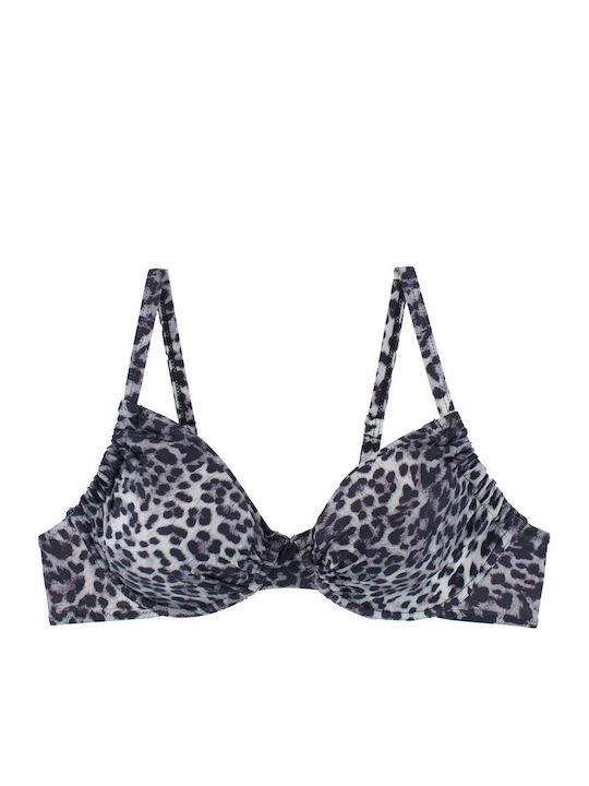Plus Size Γυναικείο Μαγιό Bikini Μπανέλα Flexfit Cups Λεοπάρ-μαύρο