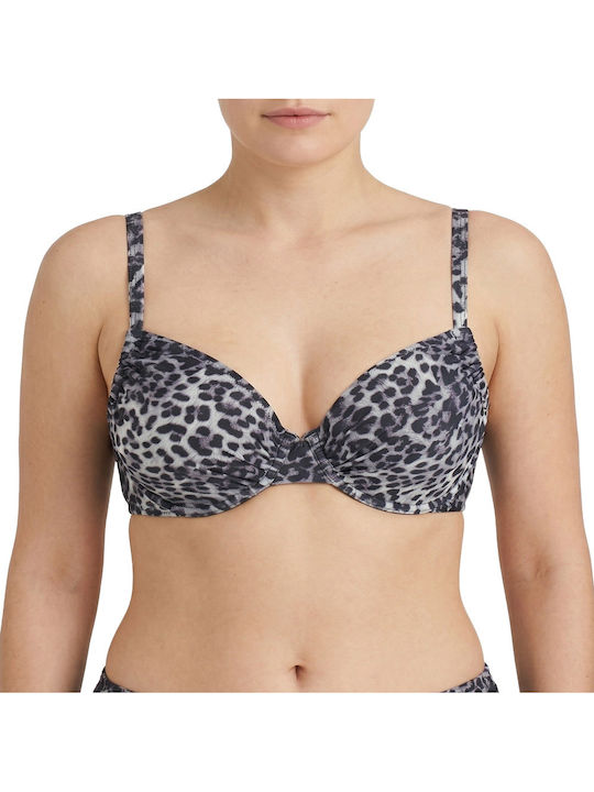 Plus Size Γυναικείο Μαγιό Bikini Μπανέλα Flexfit Cups Λεοπάρ-μαύρο
