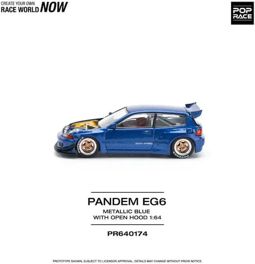 Model Mașină Pandem Honda Civic Eg6 Albastru 1:64 Pop Race Pr640174