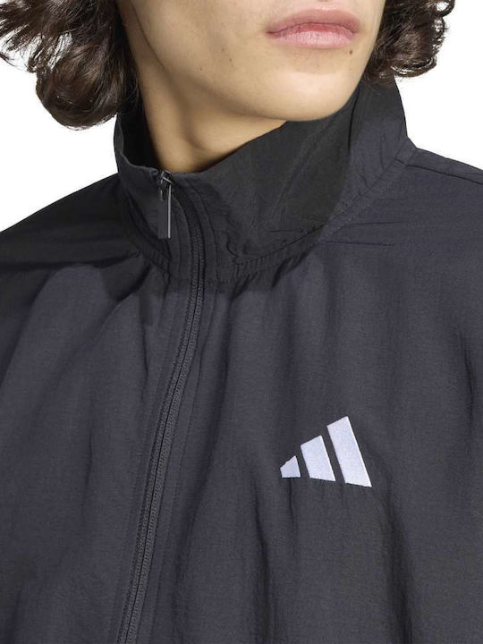 Essentials 3-stripes Мъжко Спортно Горнище с Цип Черно