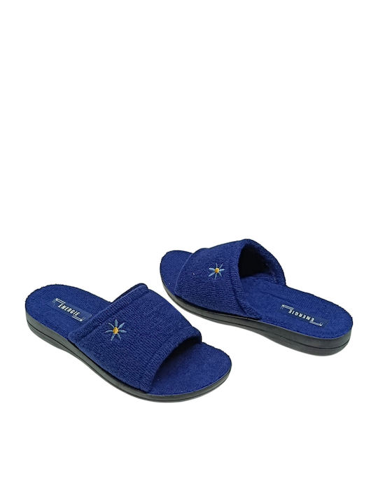 Frottee Damen Hausschuhe Blau