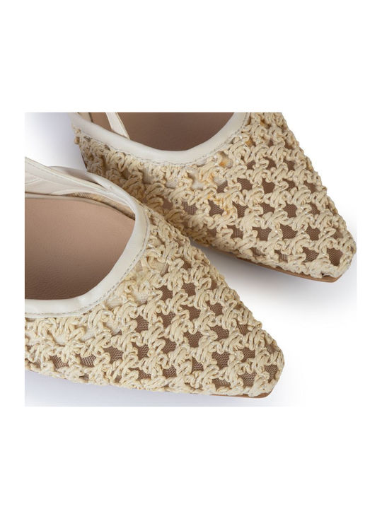 Women's Ballerina Shoes Slingback In Beige Colour