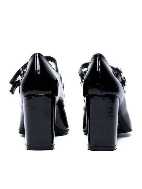 Lackleder Pumps Mit Riemen Schwarze