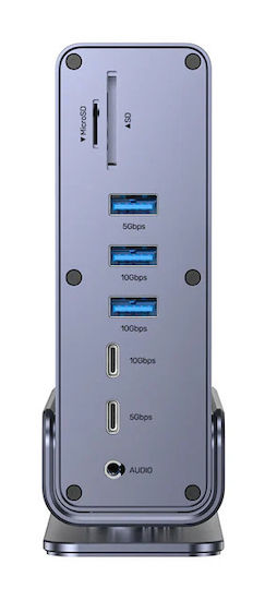 Unitek D1135A Dock / USB-C Dockingstation mit 4K-Unterstützung PowerDelivery Ethernet und Verbindung für 3 Monitore Silber