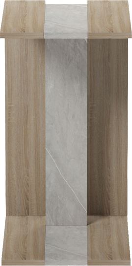Rectangular Side Table Muju Wooden Sonoma Beige Marble Effect W30xL40xH55cm