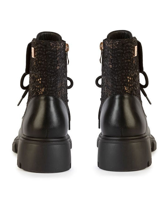 Leder Damen Stiefeletten Schwarz GA KX373-H233 Schwarz