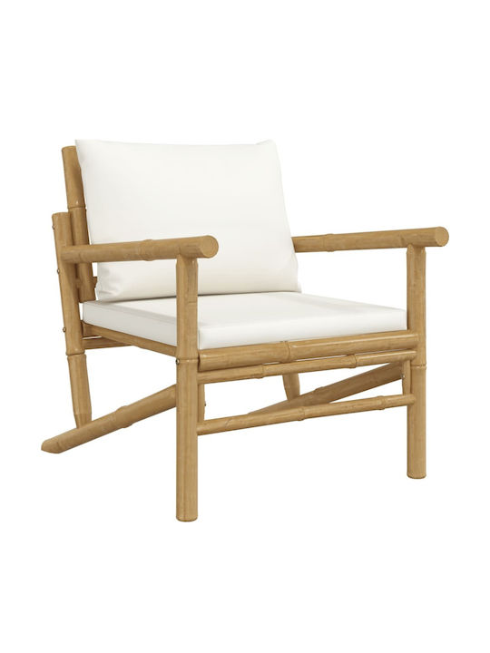 Outdoor-Sessel Bamboo Beige mit Kissen 2Stück 63x75x74εκ.
