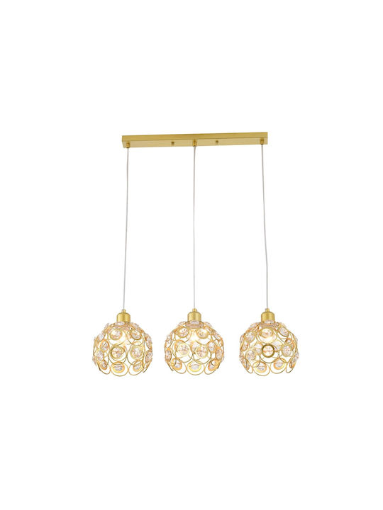 Agora Lighting Adjustable Pendant Light Gold Rail with Socket E27 65x65x90cm