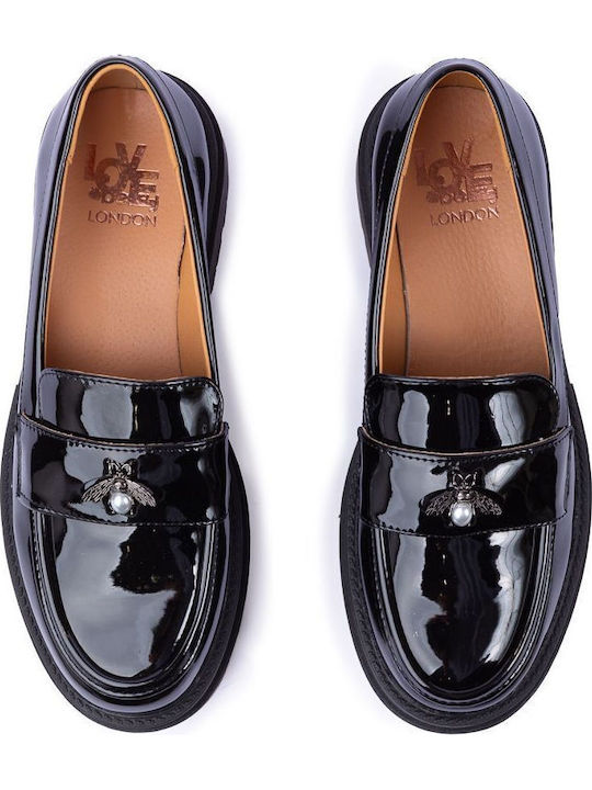 Patent Leather Women's Loafers In Black Colour