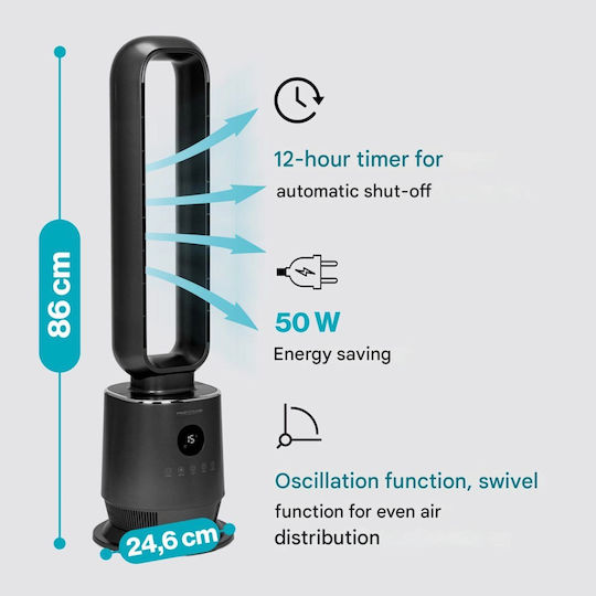 ProfiCare Ventilator Fără Palete 50W cu Telecomandă Negru