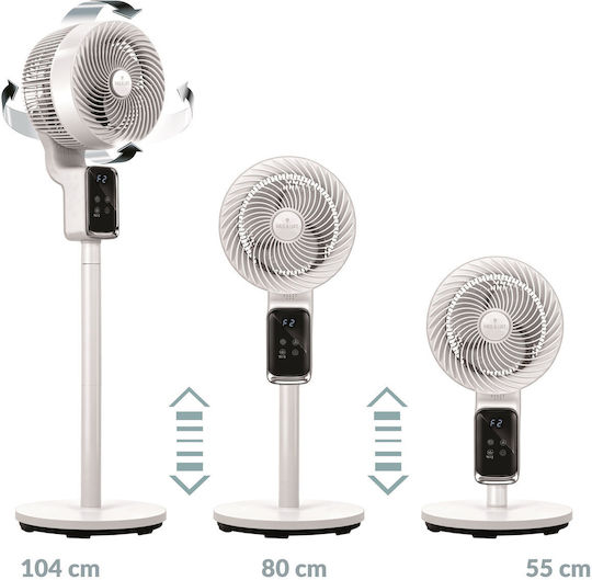 MPM Стоящ Вентилатор 50W Диаметър На Вентилатора 17cm С Дистанционно Бял