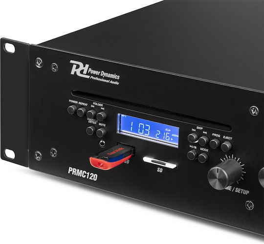 Power Dynamics PRC120 Amplificator PA 120W – Amplificator Mixer cu CD Player Bluetooth MP3 (8 Ohm / 100V) 952.158