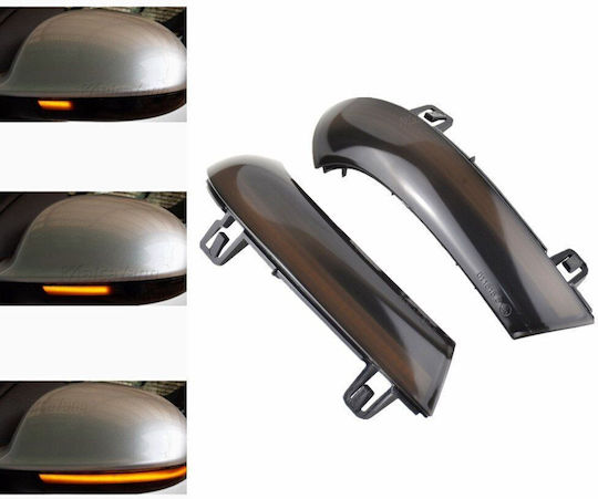 Течащи LED Флаш Огледала VW Golf 5 Golf 5 Plus Jetta Passat 2001-2011 Sharan 2003-2010 Seat Alhambra Skoda Superb Тъмни Комплект 2 Бройки