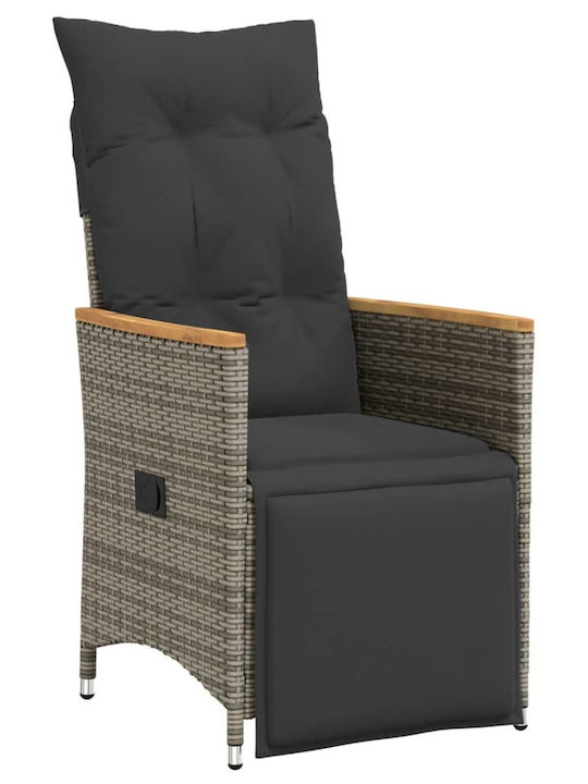 Scaun de exterior Rattan Gri cu pernă 49x50.5cm