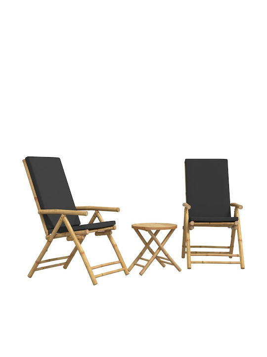 Outdoor-Stuhl Bamboo Grey mit Kissen 3Stück 45x45εκ.
