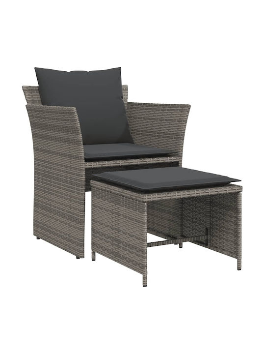 Fotoliu de exterior Rattan Gri cu pernă 50x50x36cm