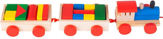 MalPlay Cuburi De Construit Wooden Train Din Lemn Pentru 1.5+ Ani 19 Bucăți