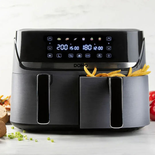 Domo Air Fryer cu Wi-Fi și Două Coșuri Detașabile 8l Negru