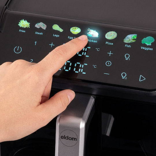 Eldom Air Fryer με Διπλό Αποσπώμενο Κάδο 10lt Μαύρο FR300