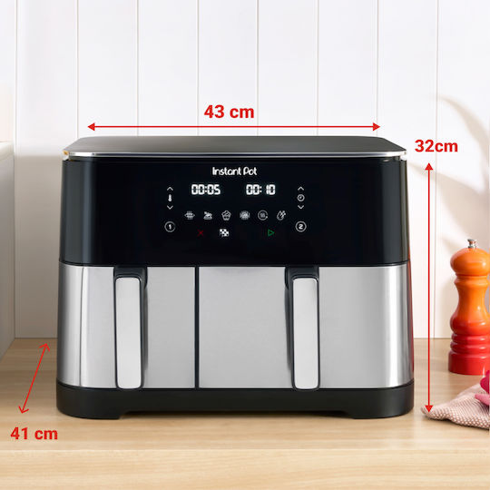 Instant Pot Instant Vortex Air Fryer με Wi-Fi & Διπλό Αποσπώμενο Κάδο 11lt Μαύρο