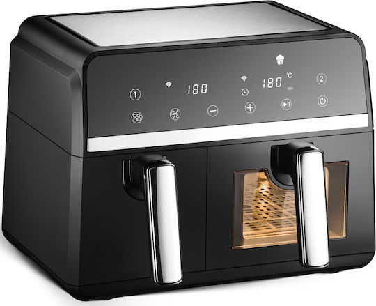 Mozano Home Mozano Home Heißluftfritteuse mit Wi-Fi & Doppelter Abnehmbarer Behälter 9l Schwarz