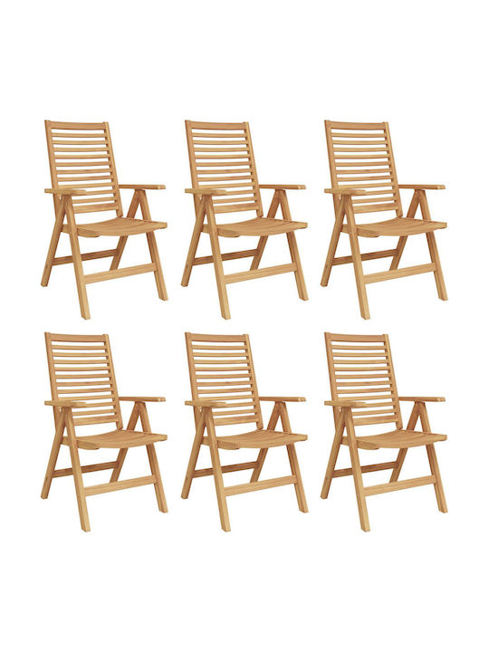 Outdoor Chair Wooden Teak 6pcs 52x60cm
