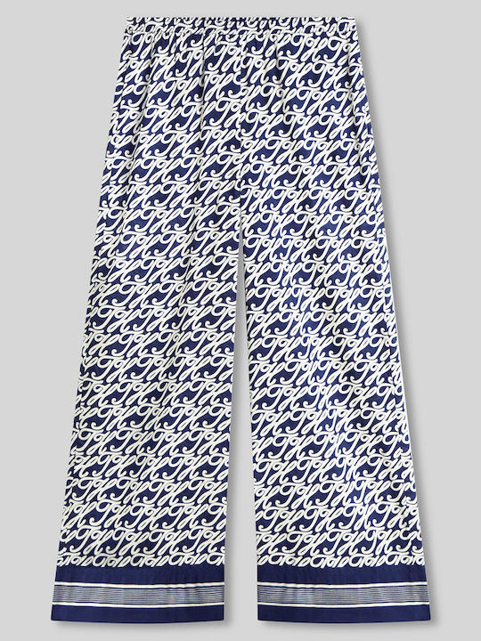 Women's Fabric Trousers with Rubber Band Navy