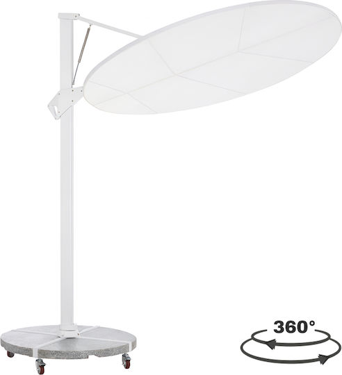 Umbrelă Profesională Suspendată Rotundă Din Aluminiu Cannopy Albă Φ2.665xÎ2.66m