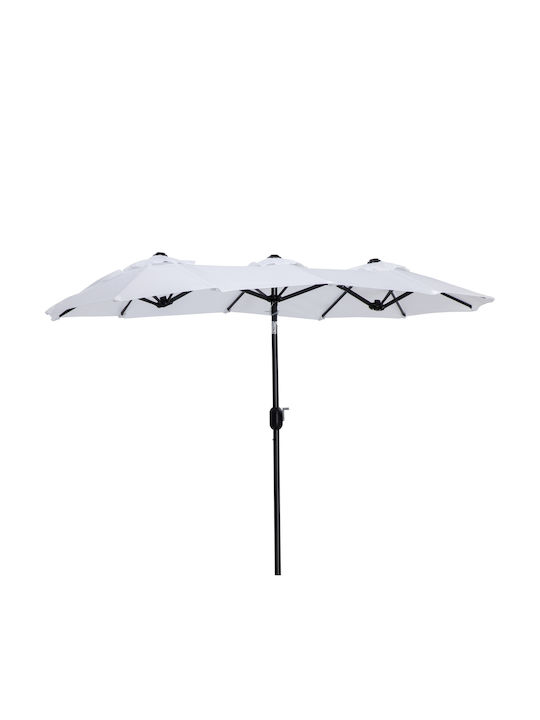 Round Metal Garden & Terrace Parasol White 2.85x1.47m