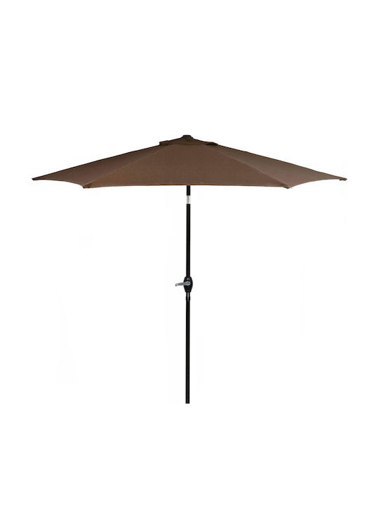 Umbrelă Rotundă Metalică Maro cu Bază de Susținere Φ2.6m
