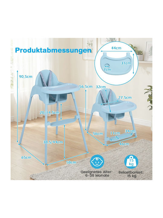 Costway Baby Highchair 4 in 1 with Adjustable Height Blue