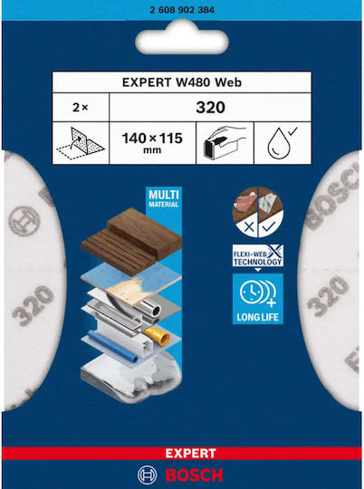Sandpaper 115x140 P320 2 Pcs Bosch Expert W480