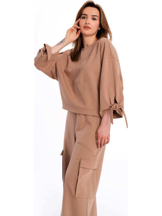 Bluza Damă Bumbac Mânecă Lungă Bej