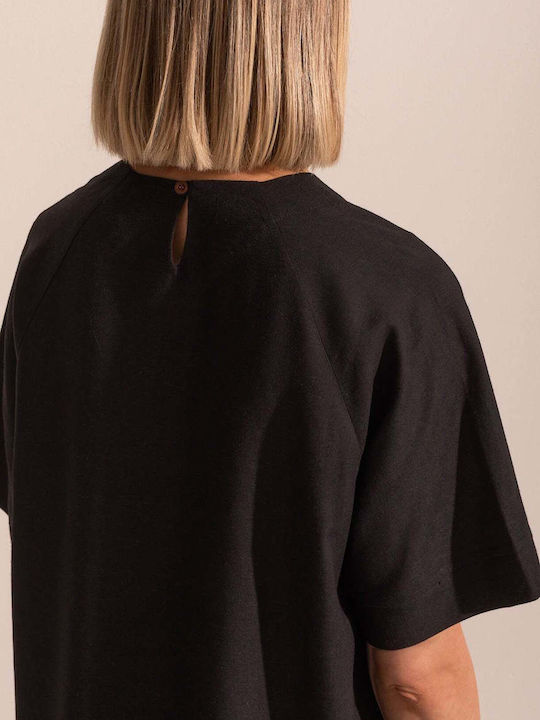 Bluza Damă De Vară Din In Neagră