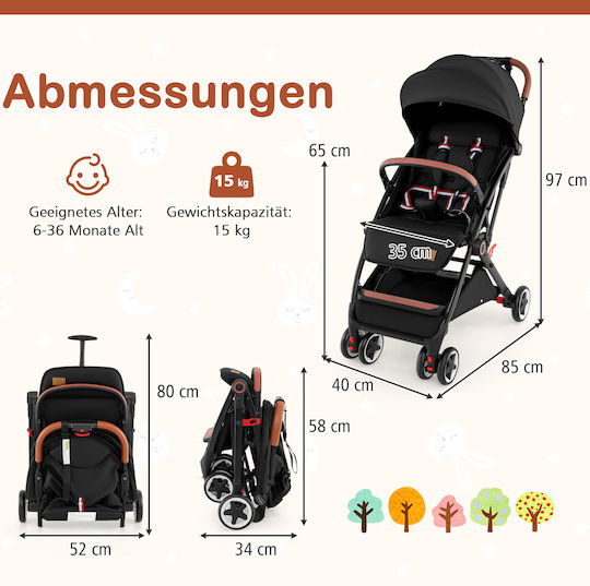 Costway Reversible Baby Stroller Suitable for Newborn Black