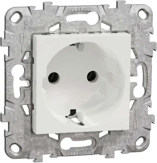 Schneider Electric Unica Единичен Електрически Контакт Бял