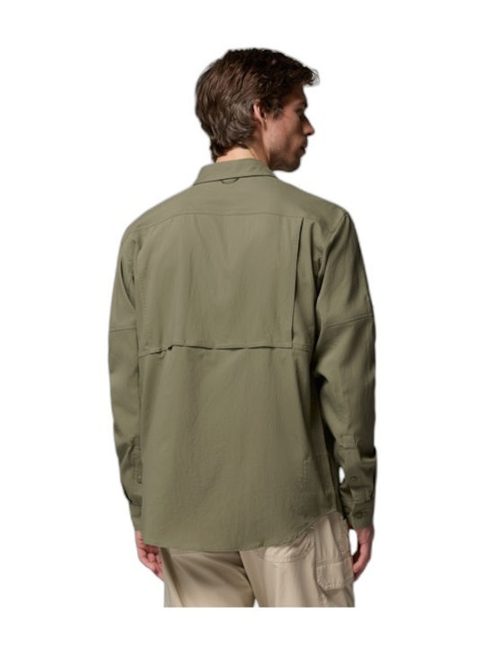 Silber Langärmeliges Herrenhemd in Normale Passform Olive