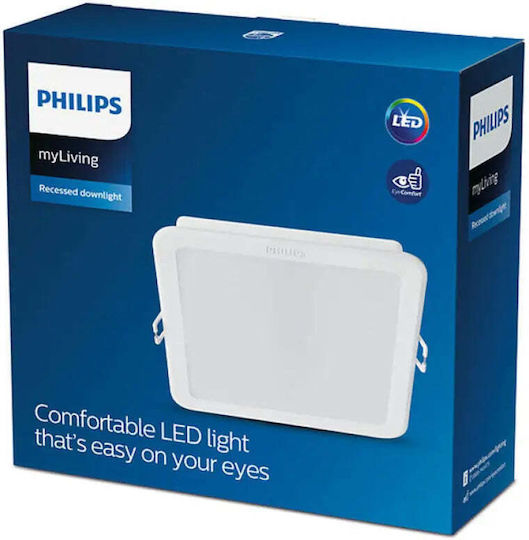 Philips Panel Τετράγωνο LED Panel 12.5W με Ψυχρό Λευκό Φως 6500K