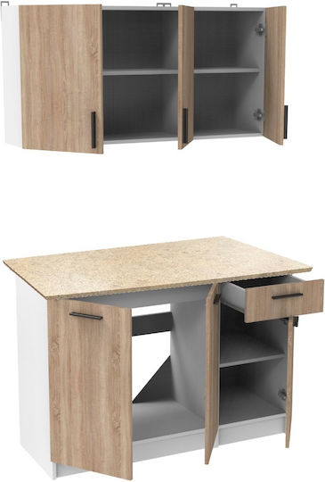 Kalia Kitchen Cabinet Set Wall & Floor with Countertop Beige 120x46x82pcs