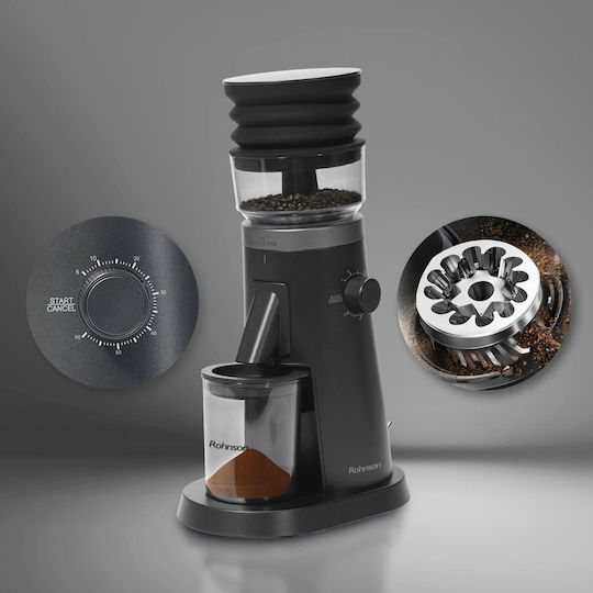 Rohnson Electric Coffee Grinder 150W with 120g Capacity and 75 Grind Levels Black