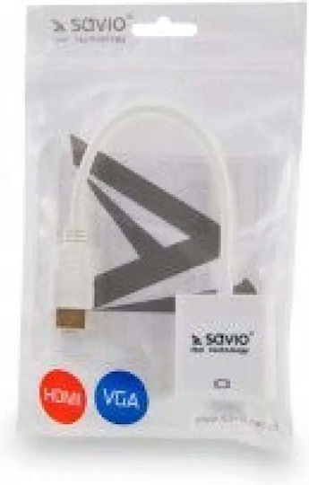 Savio Hdmi M To Vga F Adapter White Cl-201