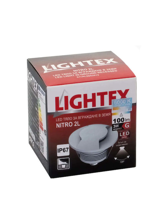 Lightex Σποτ Δαπέδου LED 3W με Ψυχρό Λευκό Φως IP67 Ασημί