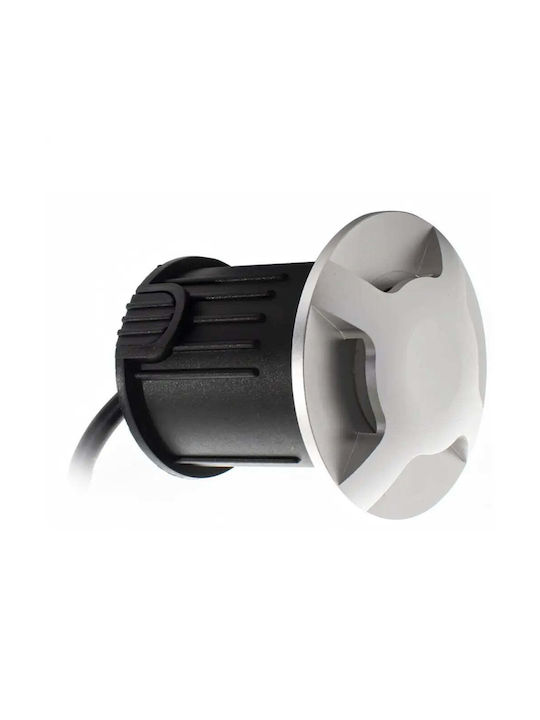 Lightex Σποτ Δαπέδου LED 3W με Ψυχρό Λευκό Φως IP67 Ασημί