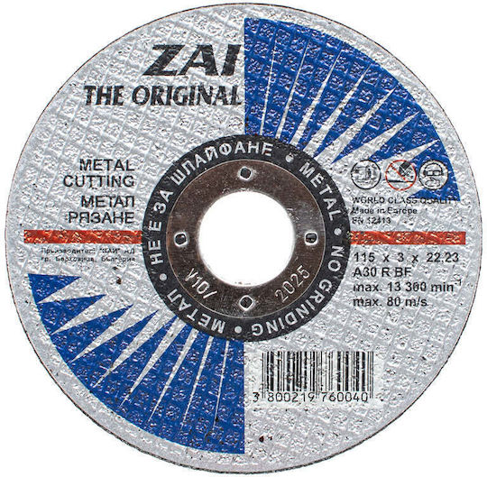 Disc De Tăiere Metalic Zai 115x3x22.23