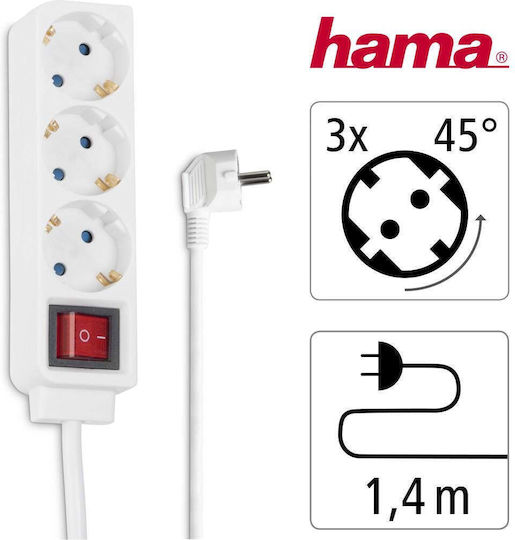 HAMA Bandă De Alimentare Cu 3 Prize Cu Comutator Și Cablu 1.4m