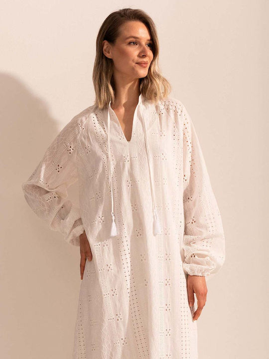 Sommer Maxi Damenkleid Weiß
